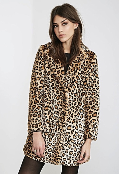FOREVER 21 Leopard Print Faux Fur Coat
