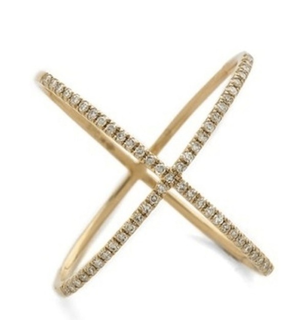 EF Collection Pave Gold Diamond X Ring