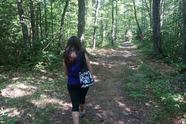hiking in the woods