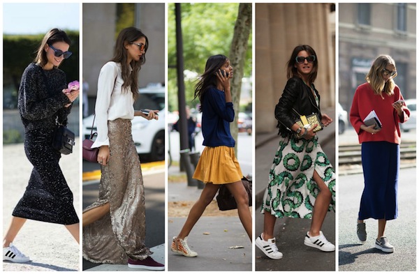 sneakers with skirts and dresses